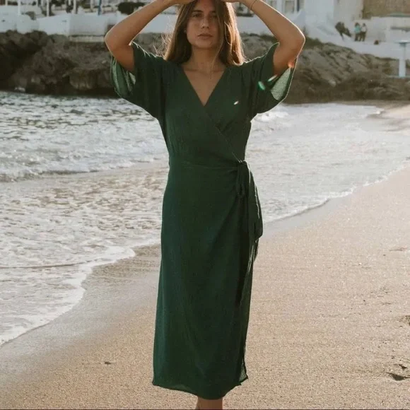 Billabong | Dresses | Billabong Shorebreak Green Sage Wrap Midi Dress |  Poshmark